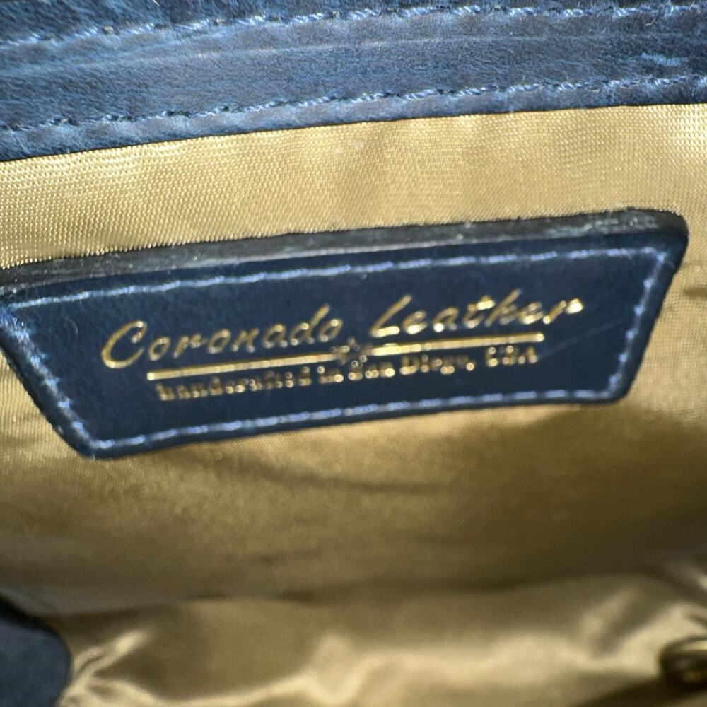 Coronado Leather Blue Leather Flap Messenger Crossbody Bag - Picture 8 of 11